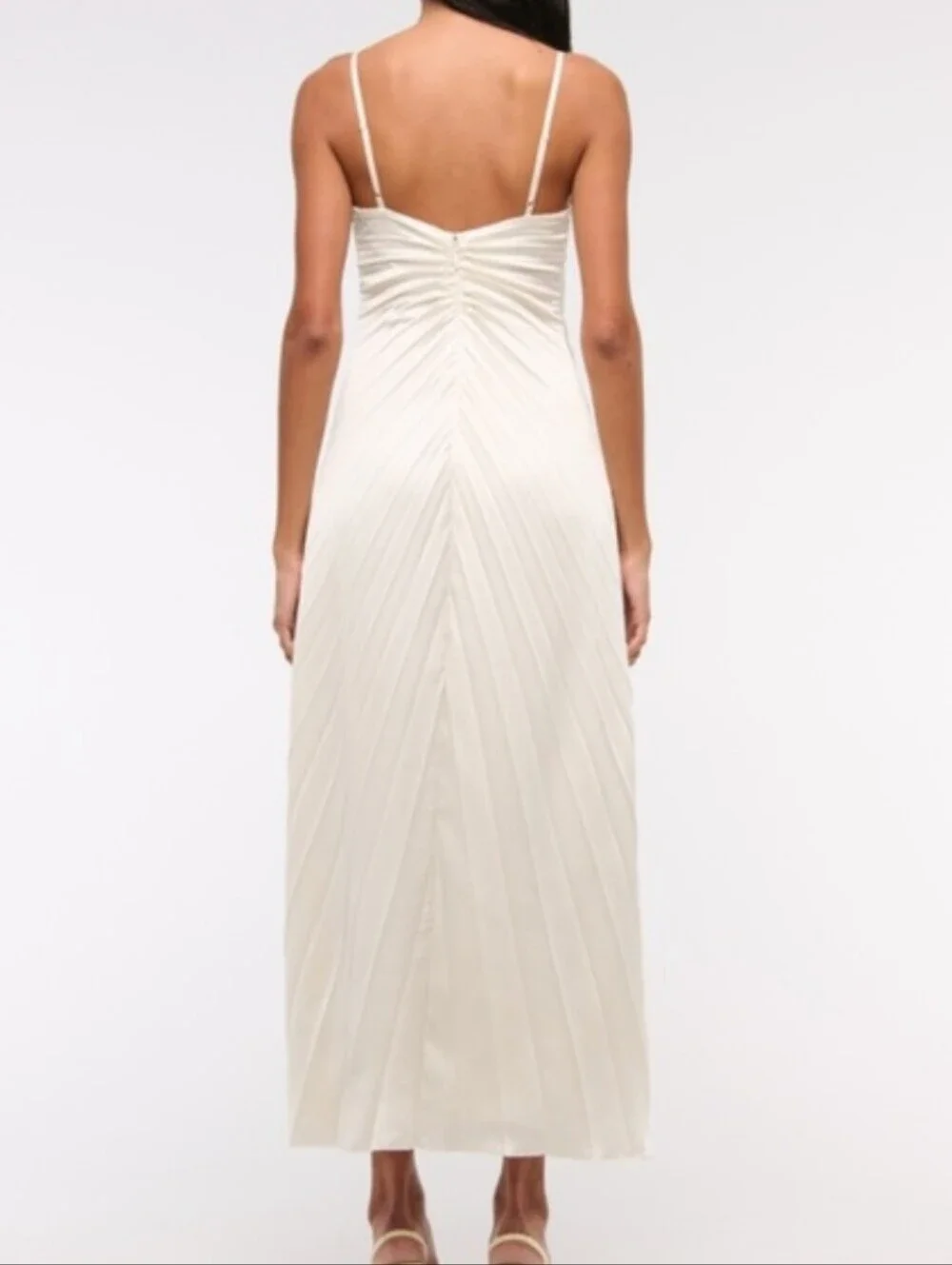 Abercrombie & Fitch Ivory Pleated Slip Maxi Dress